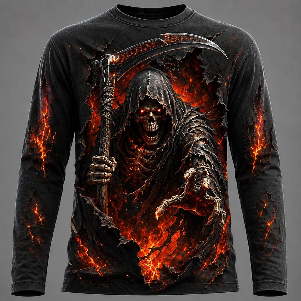 Men'S Fashion T Shirts - Halloween Herren 3D Grafik Bedrucktes Langarm-T-Shirt
