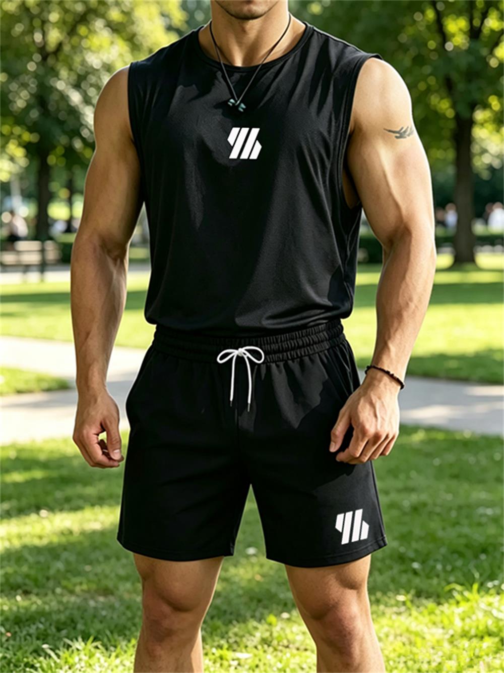 Men'S Fashion For 2026 - 2026 neue Herren-Markenweste Zweiteiliges Fitness-Lauf-Sportoutfit Modisch
