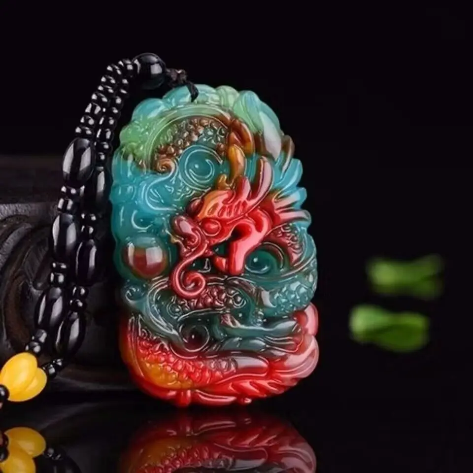 Men'S Fashion Necklaces - Echter Jade-Drachen-Anhänger, Halskette, Anhänger, Edelsteine, Charm-Geschenk,