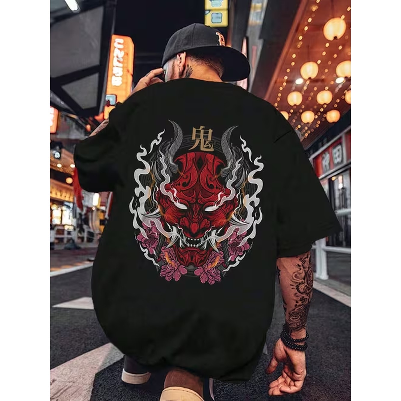 Mens Fashion Style Images - Herren-T-Shirt mit Flammenmuster, bedruckt, kurzärmelig, normaler