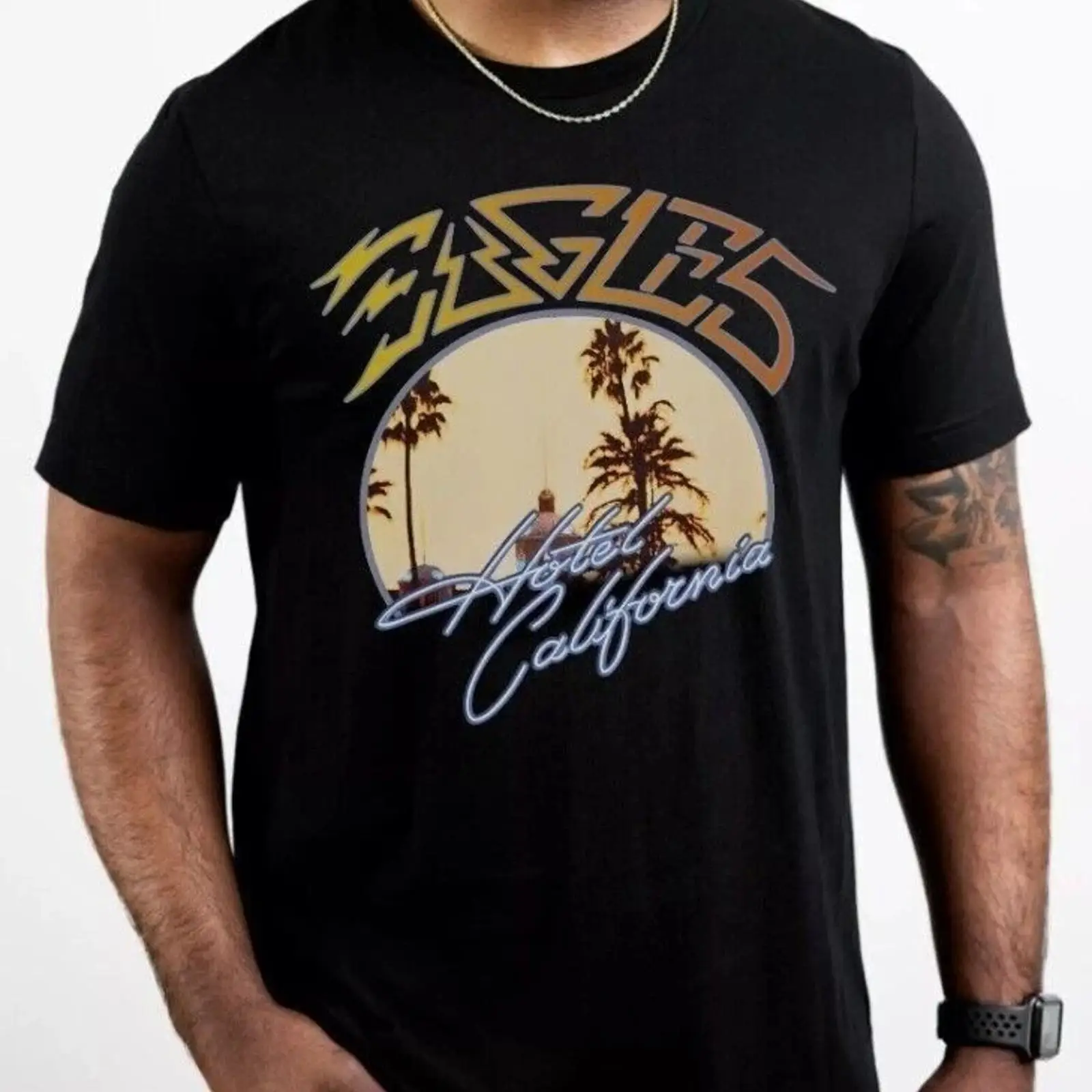 Mens Fashion Style Images - Sunset California Rock T-Shirt Schwarz Klassischer