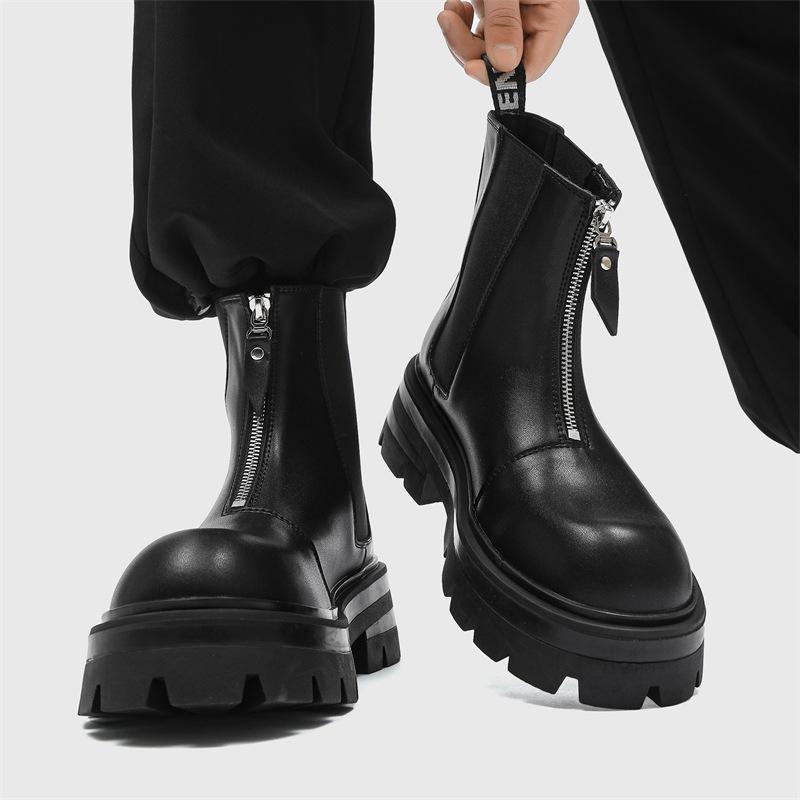 Chelsea Boots Men - Männer Stiefel Chelsea Pu Leder Reißverschlüsse