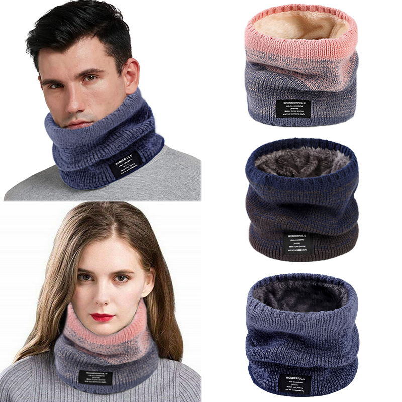 Men Scarf Wool - Winter Frauen männer Gestrickte Gradienten Kopf