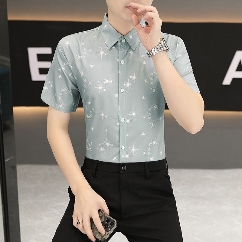 Dress Shirt Non-Iron - Herren Eisseide Slim Fit Hemd Sommer