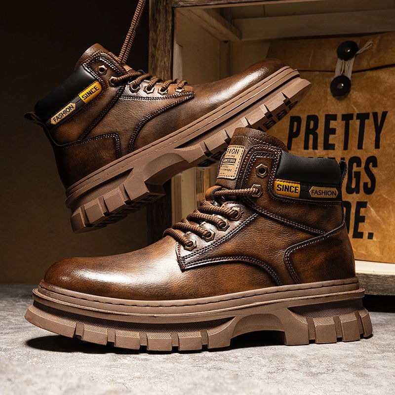 Chelsea Boots Men - Vintage Männer Plattform Stiefeletten Herbst Winter