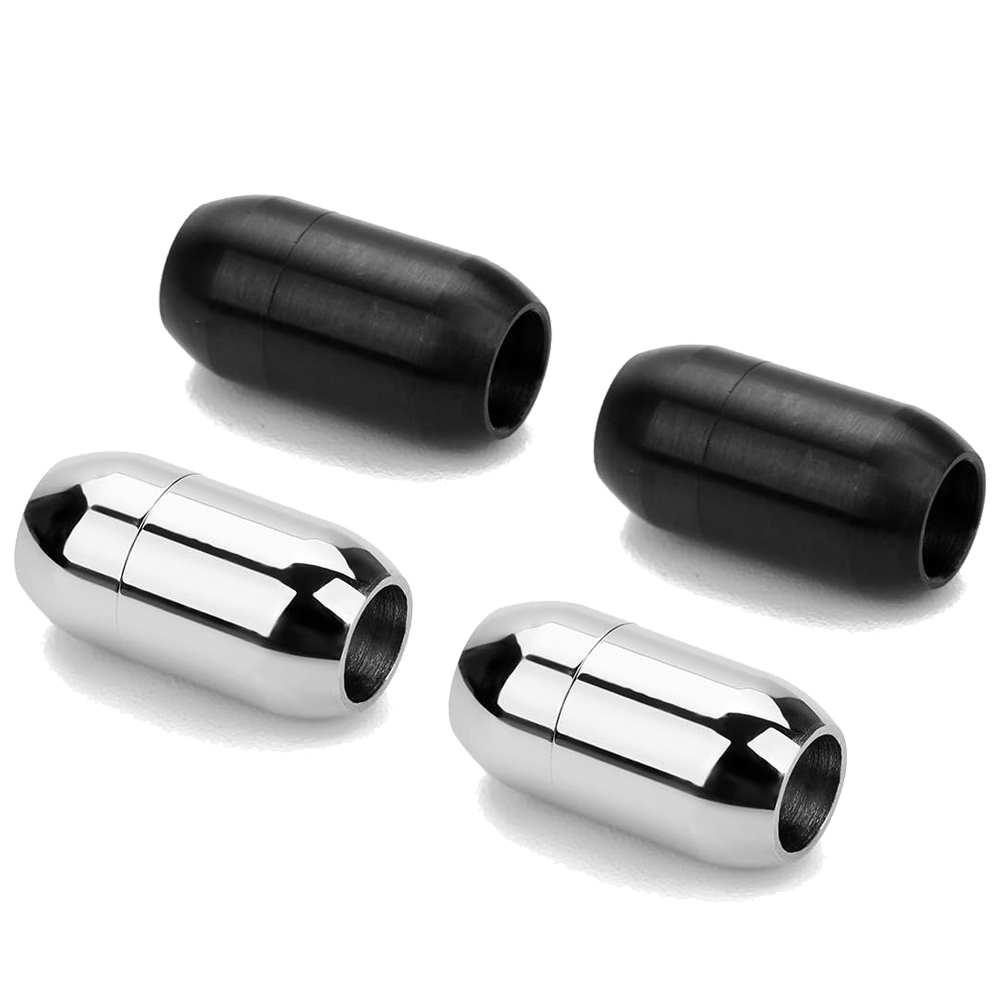 Men'S Fashion Necklaces - 2 Stück Edelstahl-Magnetverschluss, Lederband-Endkappe für Schmuck,