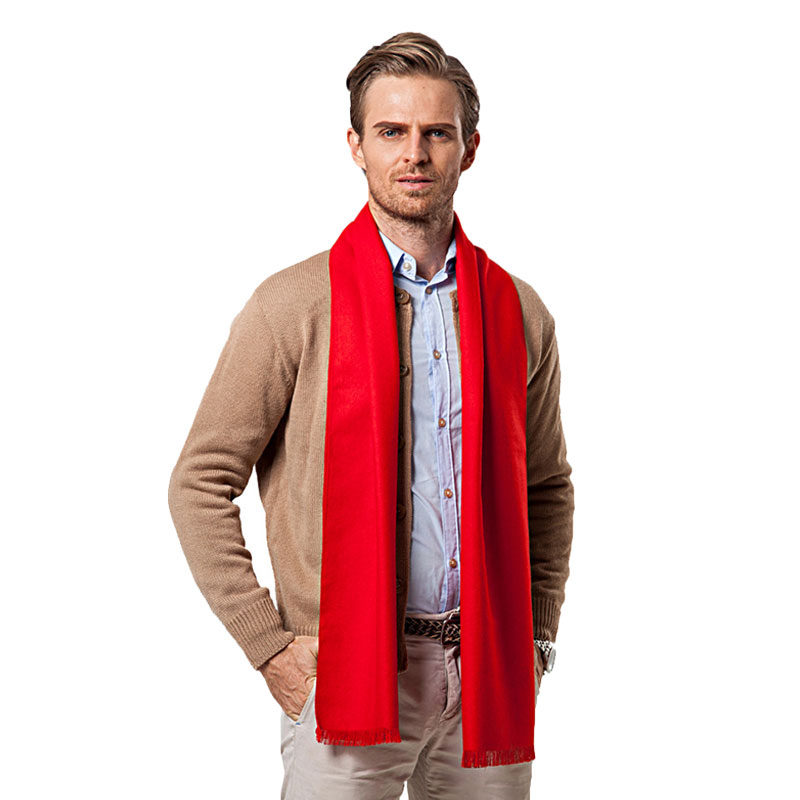Men Scarf Wool - Mode Winter einfarbig Männer roten Schal