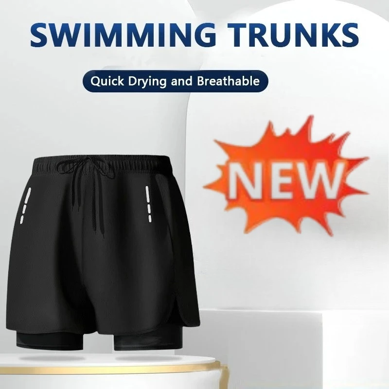 Swim Trunk Shorts - Herren-Badehose 2-in-1, schnelltrocknende Strandshorts, Boardshorts mit