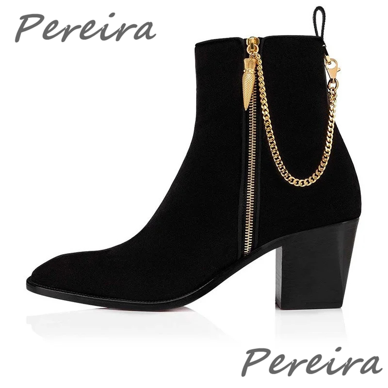 Men'S Fashion Necklaces - Männer Wildleder Stiefeletten Gold Kette Schwarz