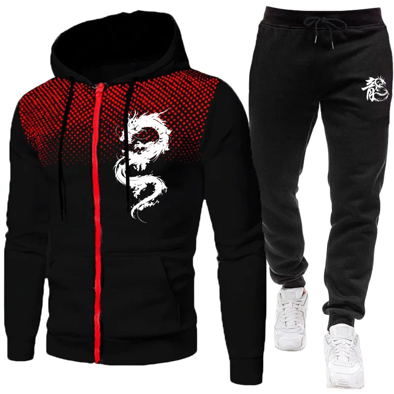 Men'S Fashion Usa - Herren Paris Drachenmuster Mode-Print-Set Zweiteiliges Set