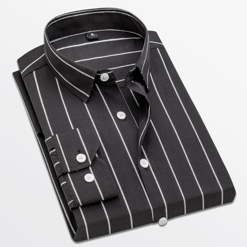 Dress Shirt Non-Iron - Männer Gestreiftes Hemd Langarm Shirts Männer