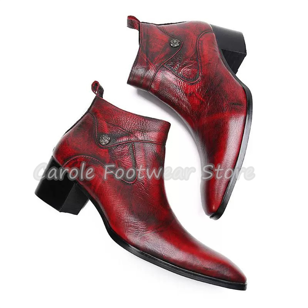 Chelsea Boots Men - Vintage-Stiefeletten mit eckiger Zehenpartie aus echtem