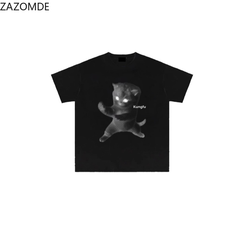 Mens Fashion Style Images - ZAZOMDE Ins Trendy Slogan-Grafik-T-Shirt, einzigartiger Bilddruck,