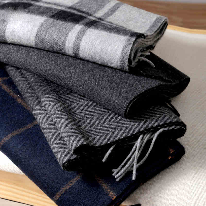 Men Scarf Wool - Pashmina Schal Männer Winter Streifen Solide