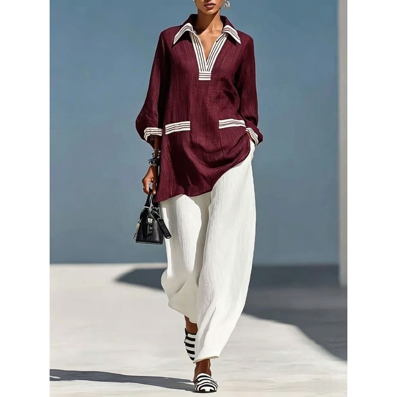 Men'S Fashion Linen Pants - Modisches Baumwoll-Leinen-Patchwork-Set in verschiedenen Farben, locker