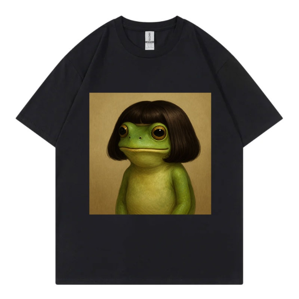 Men'S Fashion Haircuts - Lustiges Froschgesicht mit Bob-Frisur Meme T-Shirt