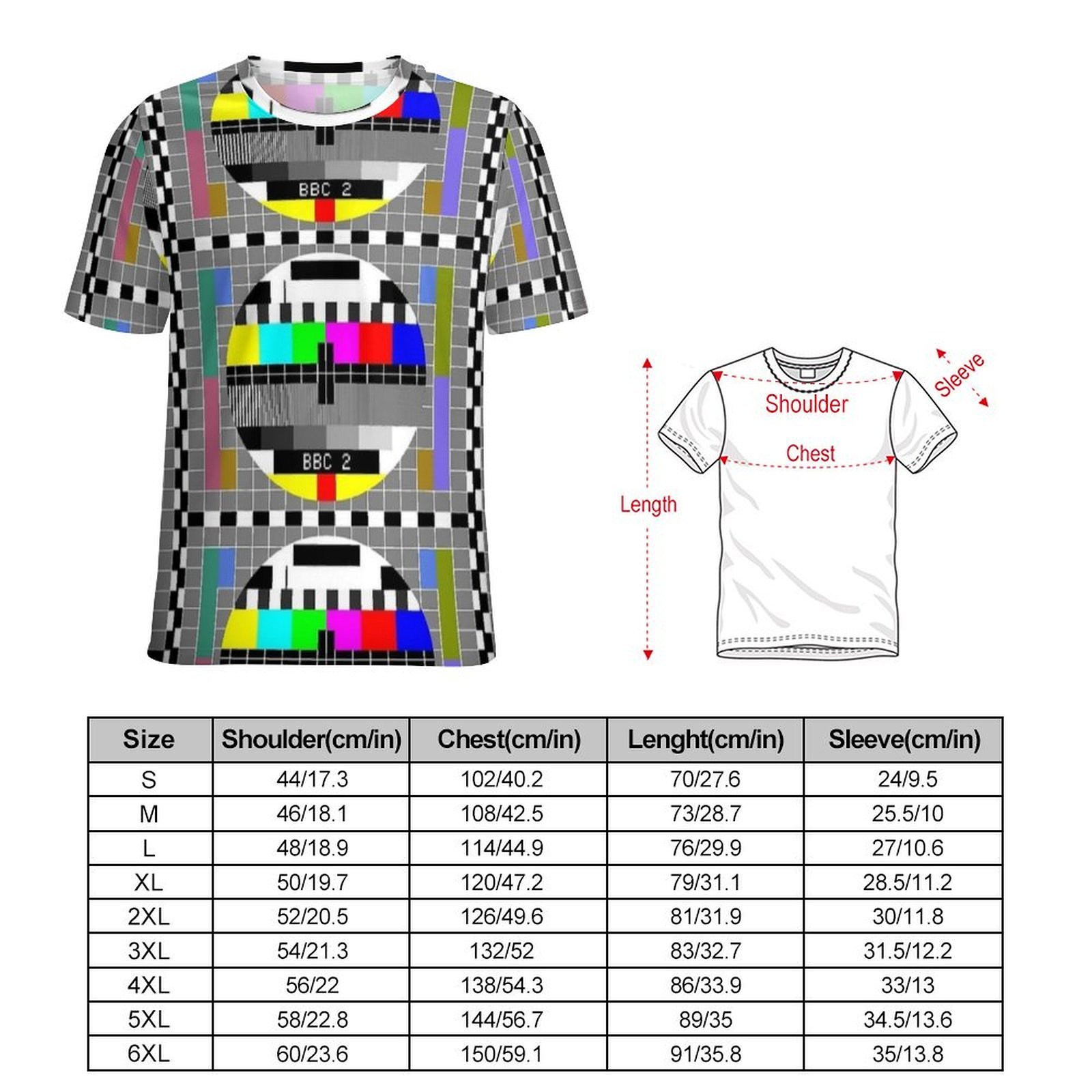 TV-Testbild, Testkarte, T-Shir – Mens Fashion Style Images Bewertung und Preis
