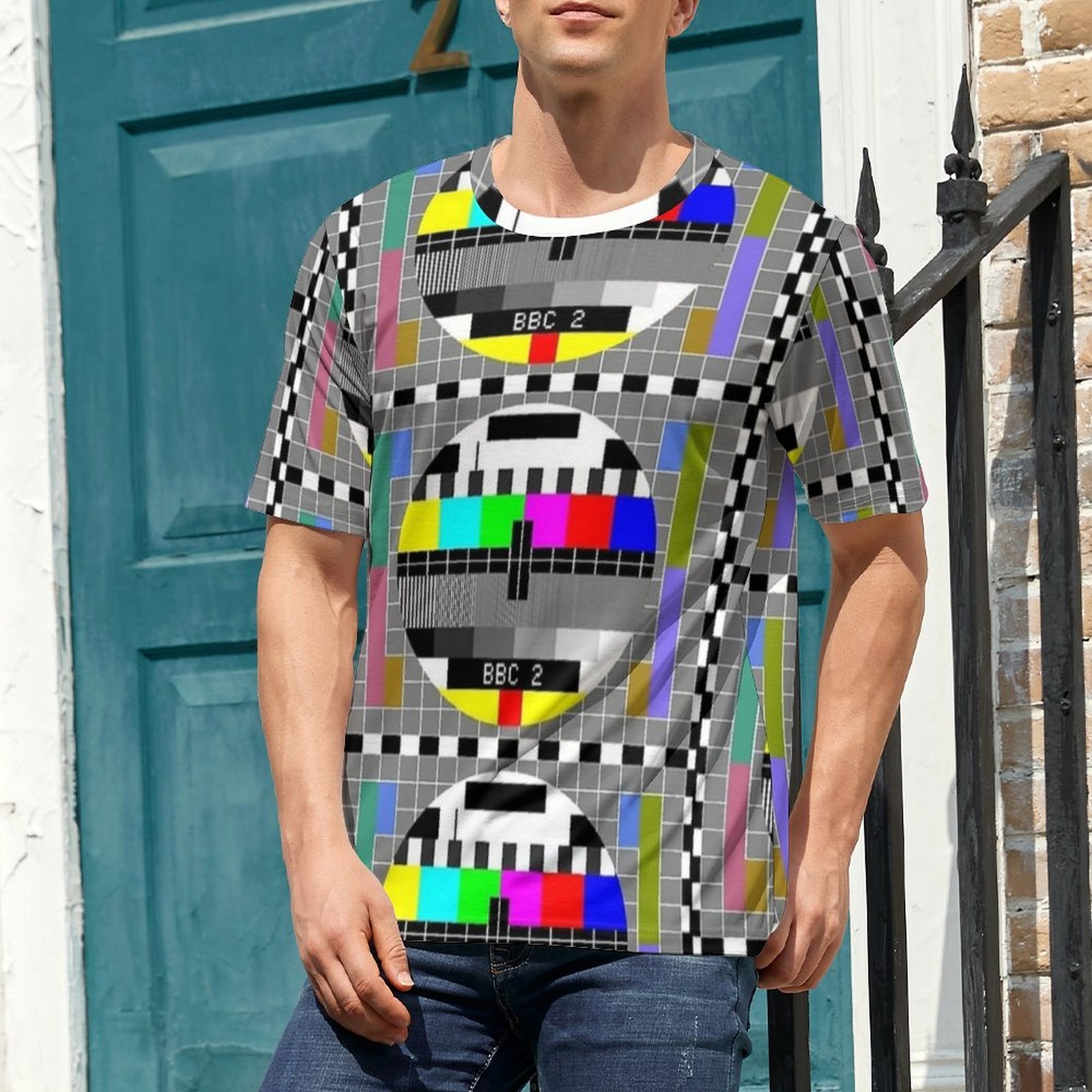 TV-Testbild, Testkarte, T-Shir – Mens Fashion Style Images Bewertung und Preis