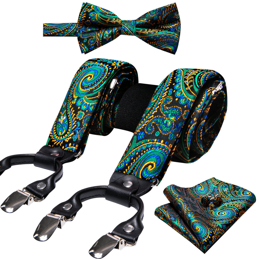 Mode Paisley grüne Seide Männe – Suspenders Clip Men Bewertung und Preis