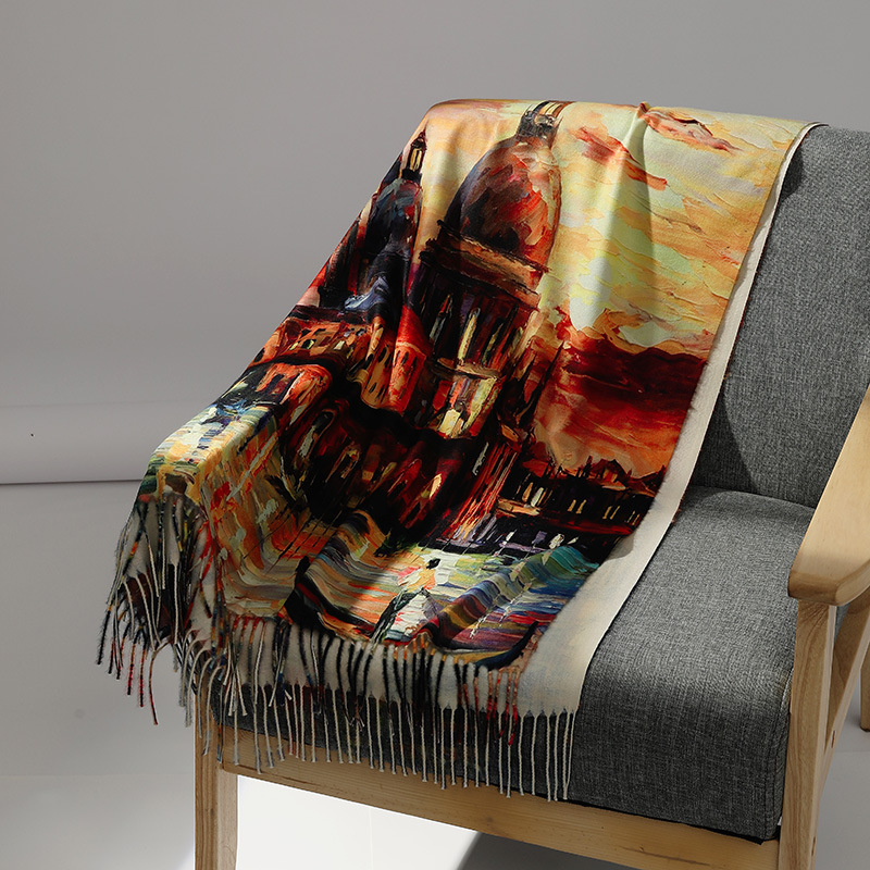 Luxus Marke Ölgemälde Kaschmir – Men Scarf Wool Bewertung und Preis