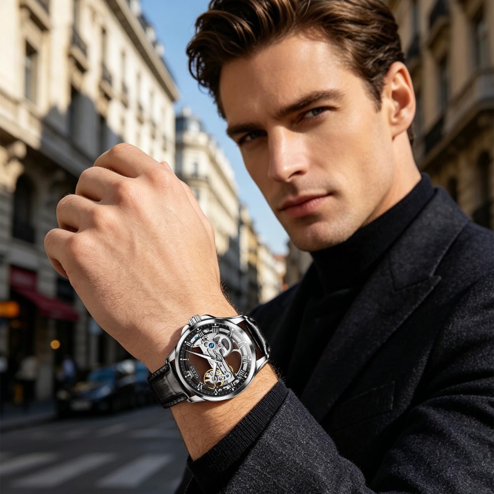 Automatische Skelett-Uhr für H – Mens Fashion Style Images Bewertung und Preis